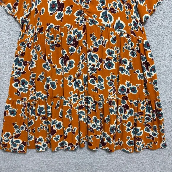 Ava & Viv 3X Floral Babydoll Midi Dress Tiered Short Sleeve Pockets - Picture 7 of 15